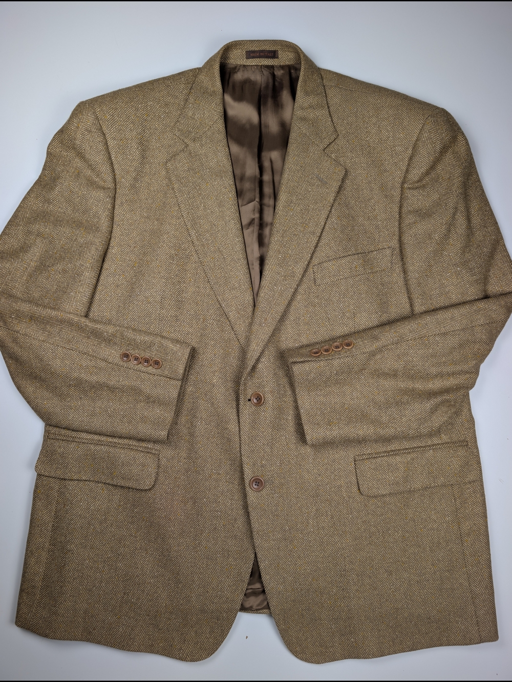 VTG Nardelli Italy Cashmere Silk Herringbone Tweed Sport Coat Blazer Jacket 46R